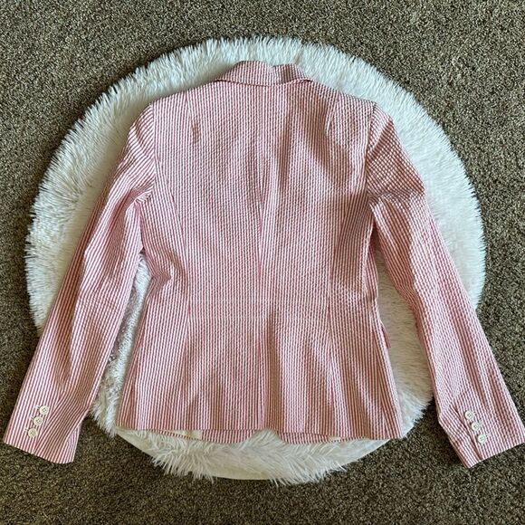 J. Crew Blazer Jacket New Pink White Striped Womens Size 6 - Picture 2 of 9